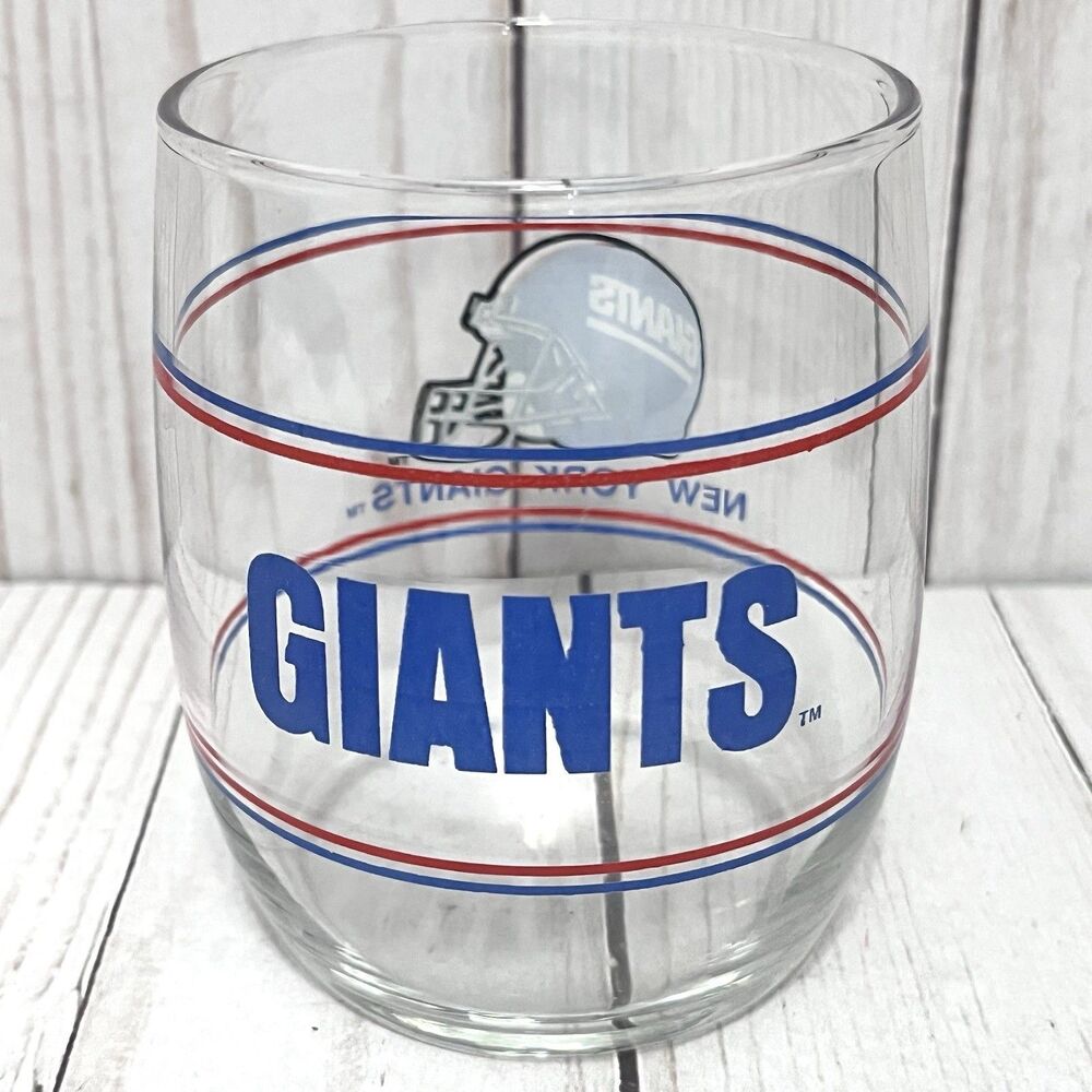 Vintage New York Giants Drinking Bar Rocks Glass-NFL Licensed-Round Bottom - Picture 3 of 4